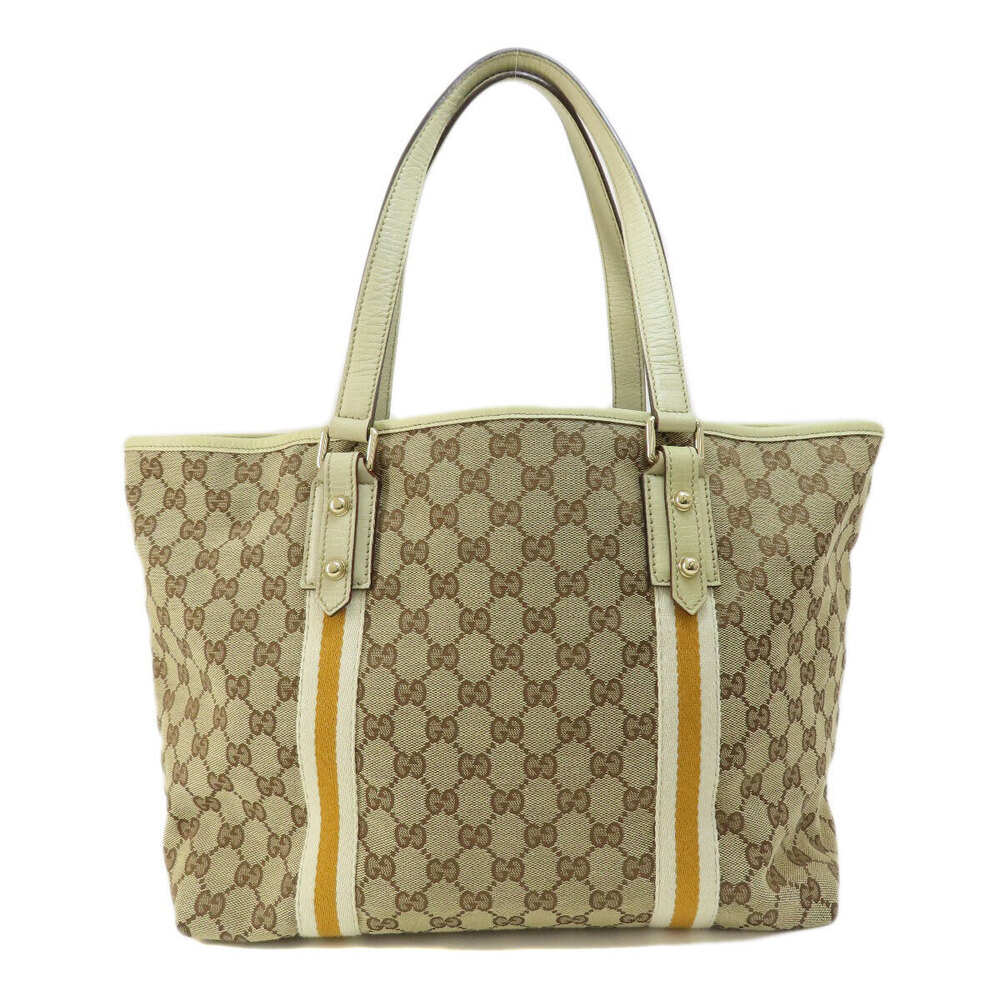 Gucci Beige Bag GG Sherry Line Tote Orange Canvas